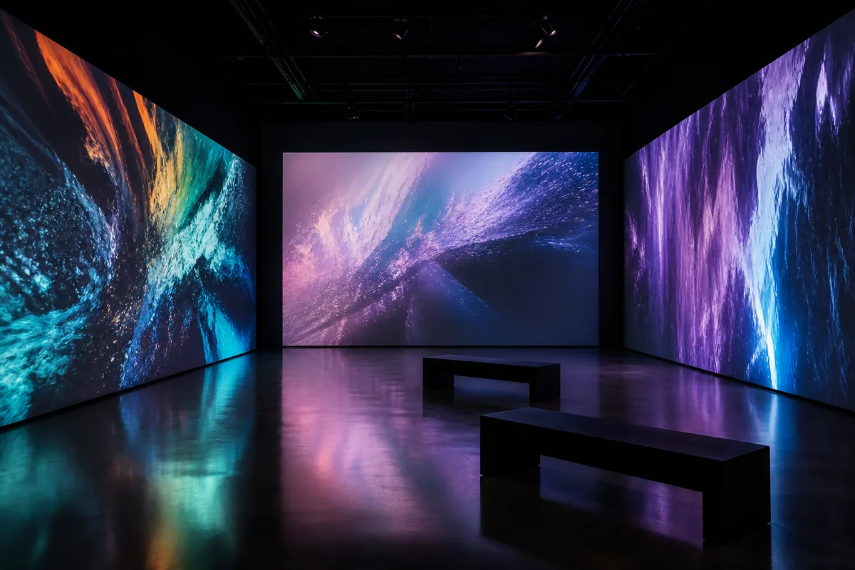 Immersive Videoinstallation in einer Galerie