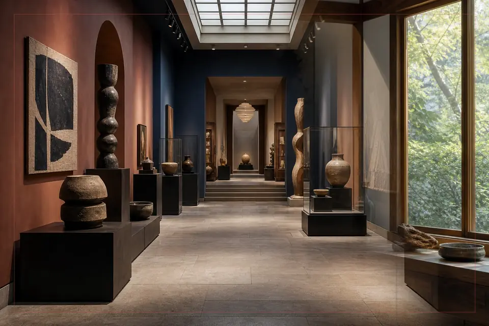 Composição editorial sobre artes visuais para o guia de Clark Art Institute