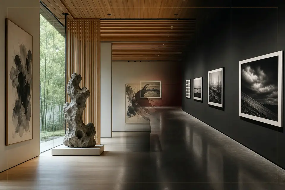 Composition éditoriale consacrée aux arts visuels pour le guide de Hyōgo Prefectural Museum of Art
