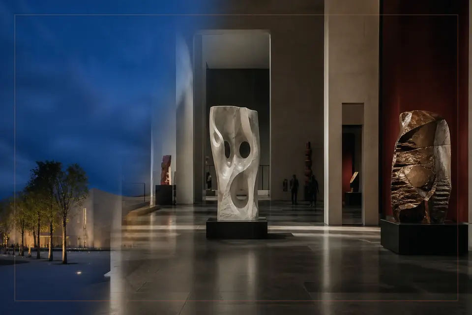 Redaktionelle Bildkomposition zur visuellen Kunst für den Guide zu Leeds Art Gallery