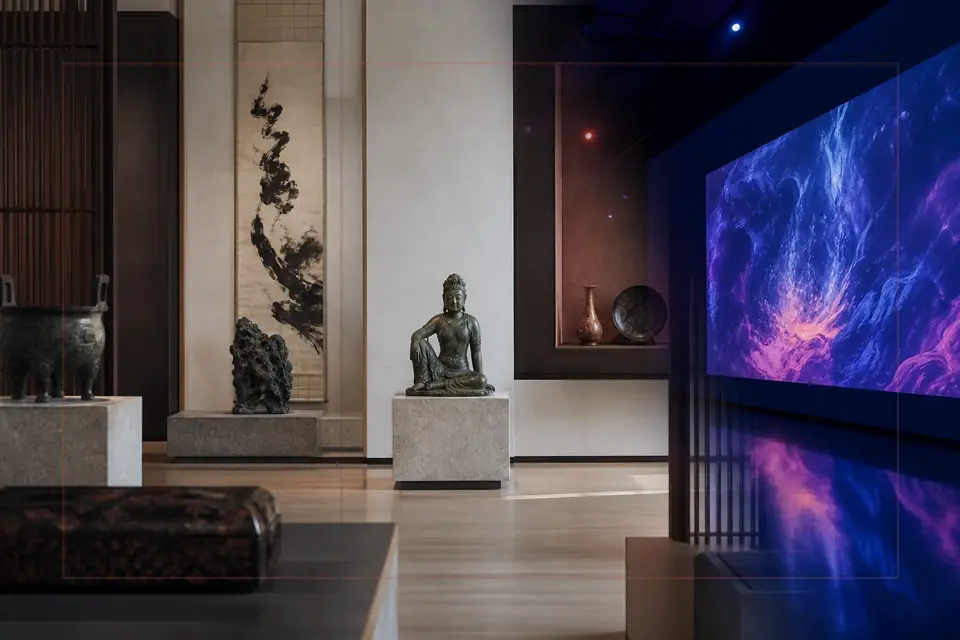 Editorial visual-arts composition for the Lima Art Museum guide