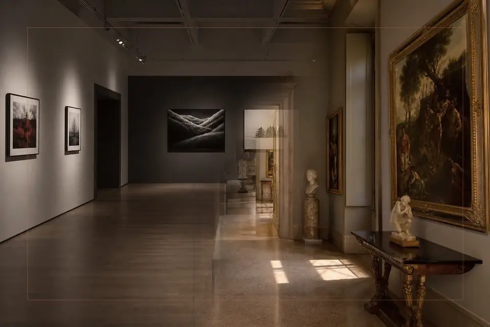 Editorial visual-arts composition for the Museo de Málaga guide