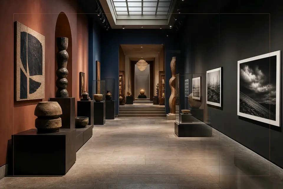 Composizione editoriale sulle arti visive per la guida di Museum der bildenden Künste