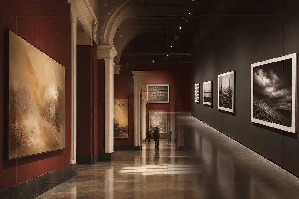 Composizione editoriale sulle arti visive per la guida di Museum of Art, Architecture and Technology