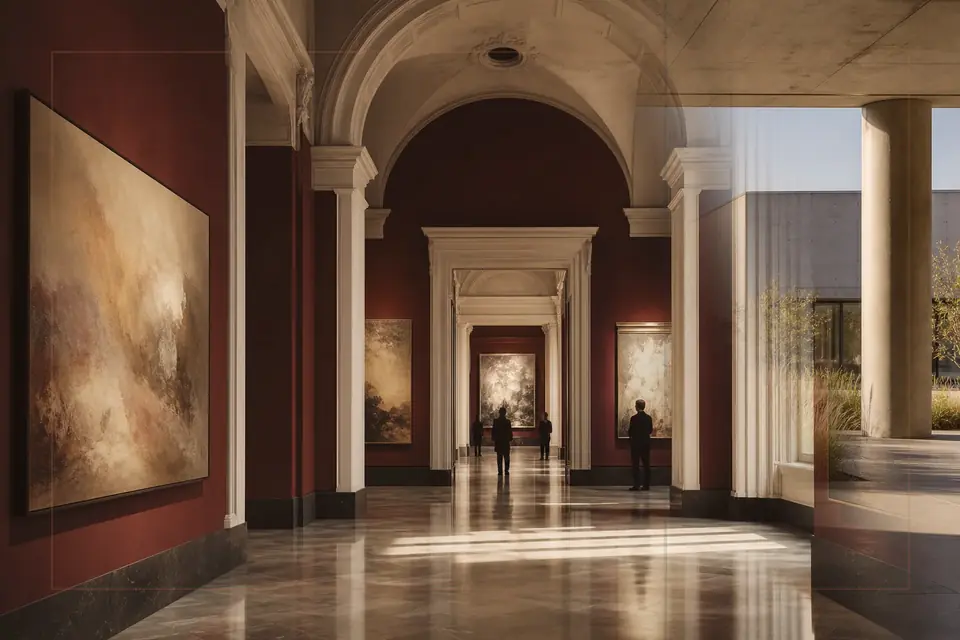 Composition éditoriale consacrée aux arts visuels pour le guide de Palazzo Mansi National Museum