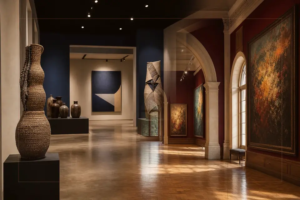 Editorial visual-arts composition for the Royal Academy of Fine Arts of San Fernando guide