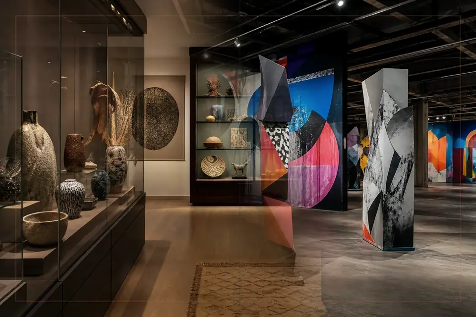 Composizione editoriale sulle arti visive per la guida di The Living Art Museum
